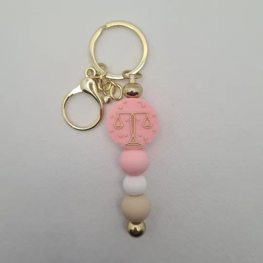 Libra Star Sign Silicone Bead Keychain