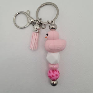 Light Pink Rubber Duck Silicone Bead Keychain