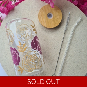 Mama Flowers Glass Cup