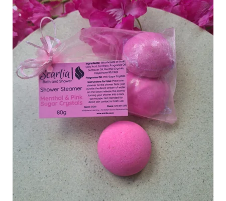 Menthol & Pink Sugar Crystals Shower Steamers 80g