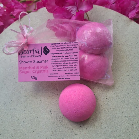 Menthol & Pink Sugar Crystals Shower Steamers 80g