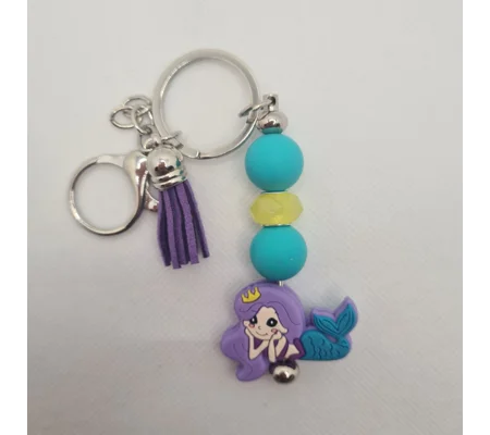 Mermaid Silicone Bead Keychain