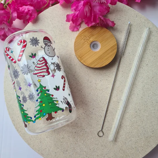Merry Spooky Bookmas Glass Cup