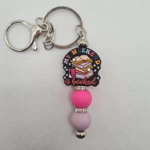 My Weekend Is Booked Silicone Bead Keychain