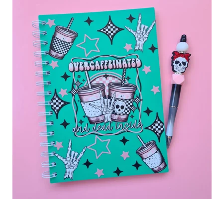 Overcaffeinated and Dead Inside Notebook and Pen Bundle