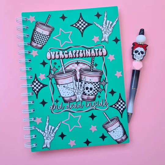 Overcaffeinated and Dead Inside Notebook and Pen Bundle