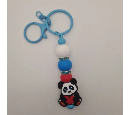 Panda Silicone Bead Keychain