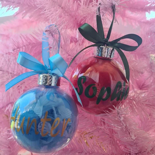 Personalised Feather Baubles