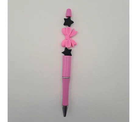 Pink Bow Silicone Bead Pen