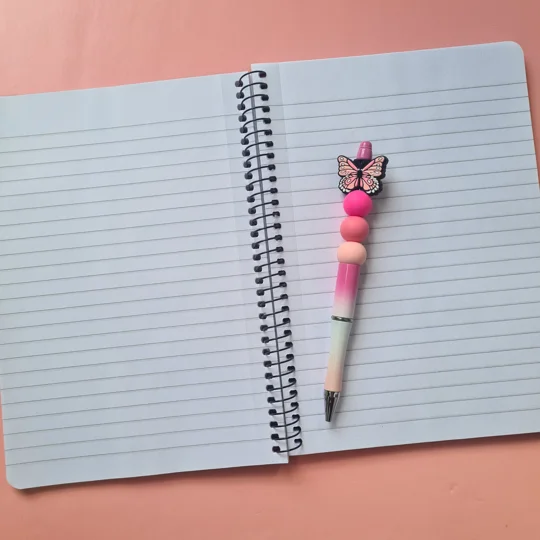 Pink Butterfly Notebook and Pen Bundle