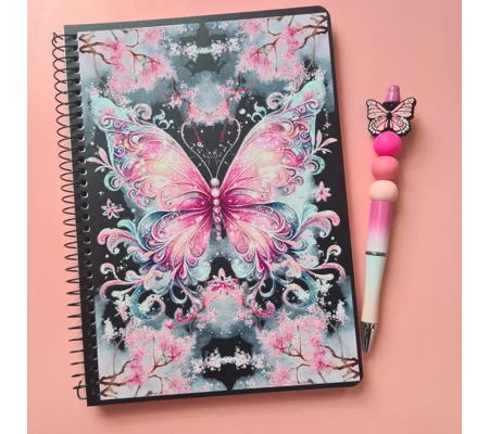 Pink Butterfly Notebook and Pen Bundle