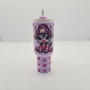 Pink Highland Cow Mini Tumbler Keychain