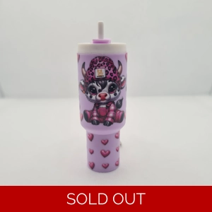 Pink Highland Cow Mini Tumbler Keychain