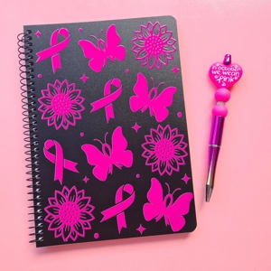 Pink Ribbon Notebook and Pen Bundle