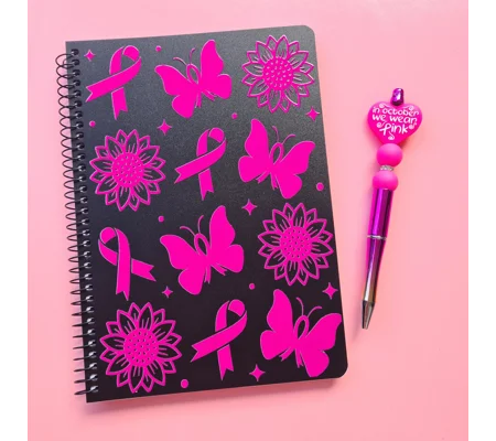 Pink Ribbon Notebook and Pen Bundle