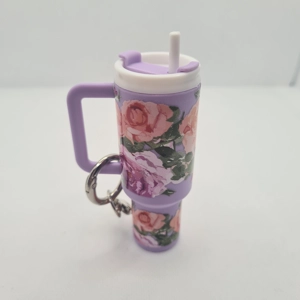 Pink Roses Mini Tumbler Keychain