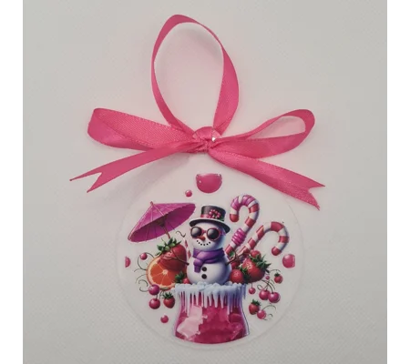 Pink Snowman Ornament