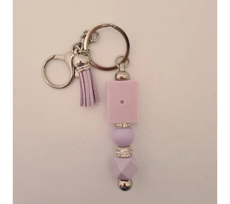 Purple Book Silicone Bead Keychain