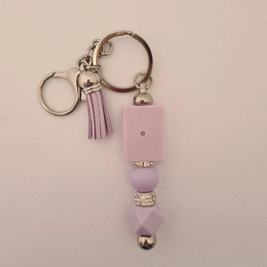 Purple Book Silicone Bead Keychain