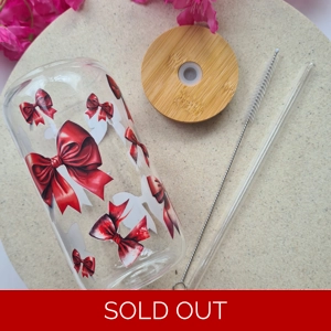 Red Bows Glass Cup