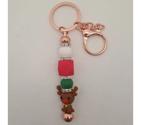 Reindeer Silicone Bead Keychain