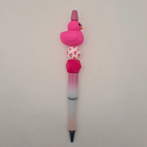 Hot Pink Rubber Duck Silicone Bead Pen