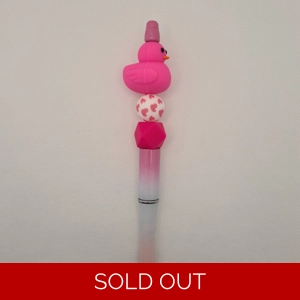 Hot Pink Rubber Duck Silicone Bead Pen