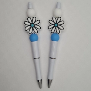 Blue Daisy Silicone Bead Pen