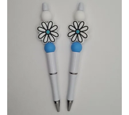 Blue Daisy Silicone Bead Pen