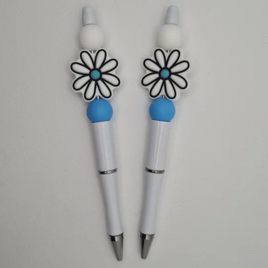 Blue Daisy Silicone Bead Pen