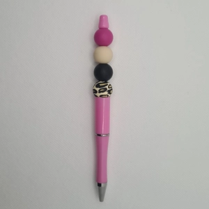 Pink Leopard Print Silicone Bead Pen