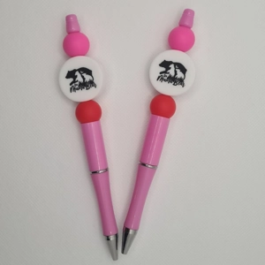 Pink Mama Bear Silicone Bead Pen