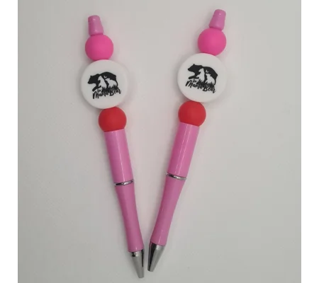 Pink Mama Bear Silicone Bead Pen