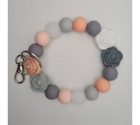 Grey Rose Silicone Bead Wristlet