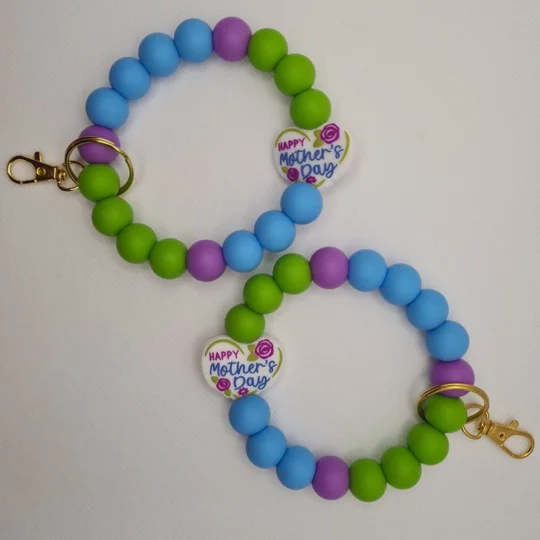 Happy Mother's Day Silicone Bead Wristlet