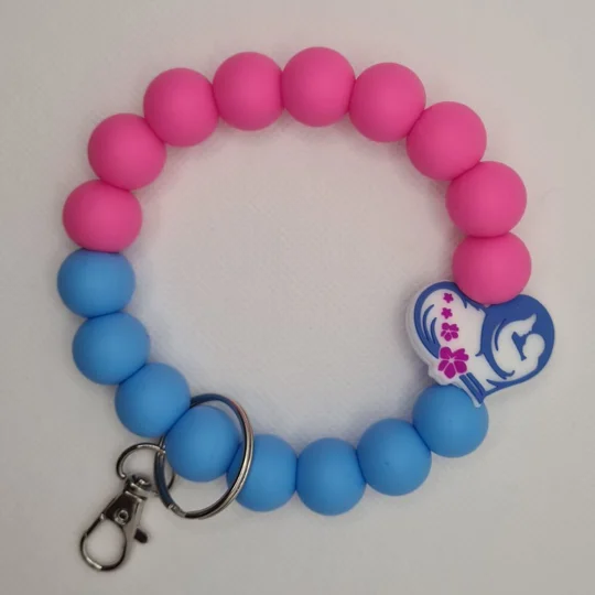 Mother and Baby Silhouette Silicone Bead Wristlet