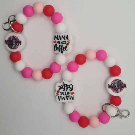 Pink Mama Silicone Bead Wristlet