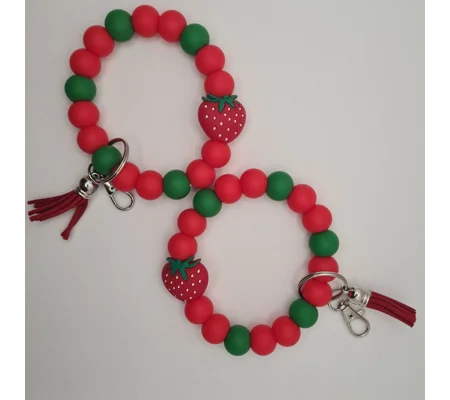 Strawberry Silicone Bead Wristlet