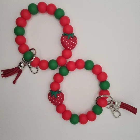 Strawberry Silicone Bead Wristlet