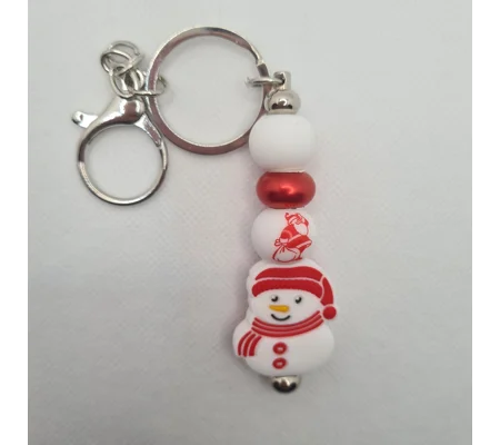 Snowman Silicone Bead Keychain