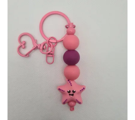 Starfish Silicone Bead Keychain