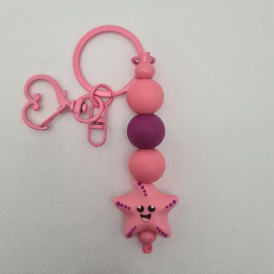 Starfish Silicone Bead Keychain