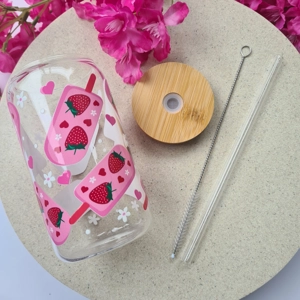 Strawberry Ice Cream Glass Cup