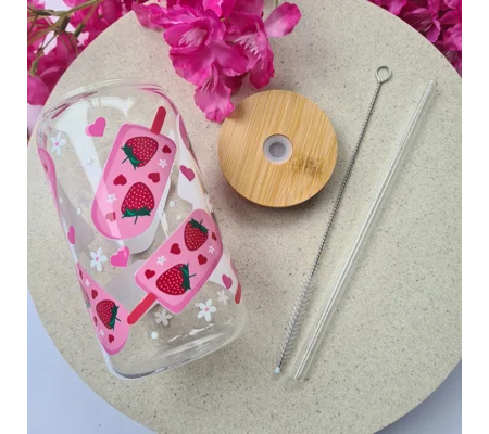 Strawberry Ice Cream Glass Cup