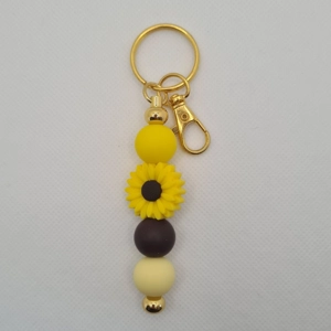 Sunflower Silicone Bead Keychain