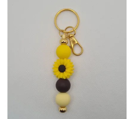 Sunflower Silicone Bead Keychain
