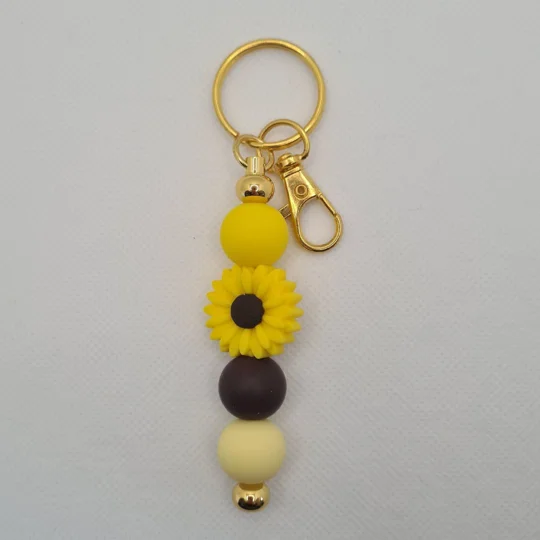 Sunflower Silicone Bead Keychain