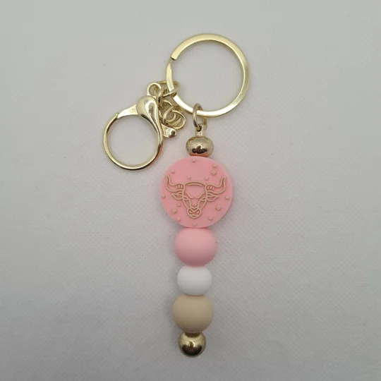 Taurus Star Sign Silicone Bead Keychain