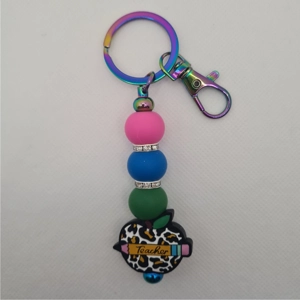 Teacher Apple Silicone Bead Keychain