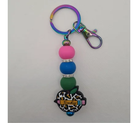 Teacher Apple Silicone Bead Keychain